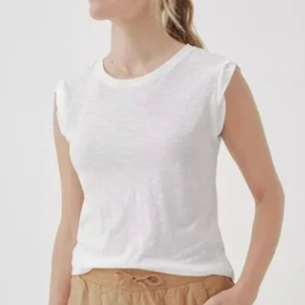 PACT I NWOT White Cotton Featherweight Slub Sleeveless Muscle Tee Top, XXL